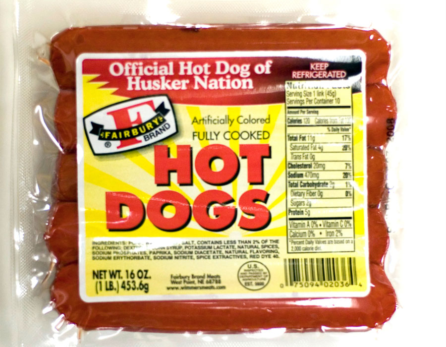 Fairbury Red Hot Dogs 16oz